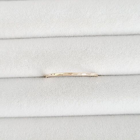 Hammered 10k Solid Gold Stacking Ring - 1mm - Delicate Ring, Dainty, Hammered Finish (yellow-gold, 9) in Saudi Arabia