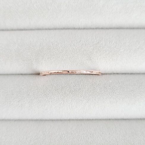 Hammered 10k Solid Gold Stacking Ring - 1mm - Delicate Ring, Dainty, Hammered Finish (yellow-gold, 9) in Saudi Arabia