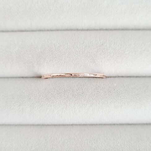 Hammered 10k Solid Gold Stacking Ring - 1mm - Delicate Ring, Dainty, Hammered Finish (yellow-gold, 9) in Kuwait