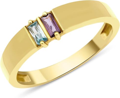 1-7 selectable Baguette Birthstones Unique Ring, Minimalist Gift, Handmade Family Ring, Gold Silver Custom Ring, Personalized Gift, Mothers Day Gift, 14K gold & 925K Silver Ring (5 Birthstones) in Saudi Arabia