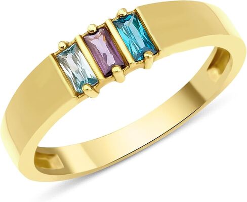 1-7 selectable Baguette Birthstones Unique Ring, Minimalist Gift, Handmade Family Ring, Gold Silver Custom Ring, Personalized Gift, Mothers Day Gift, 14K gold & 925K Silver Ring (5 Birthstones) in Saudi Arabia