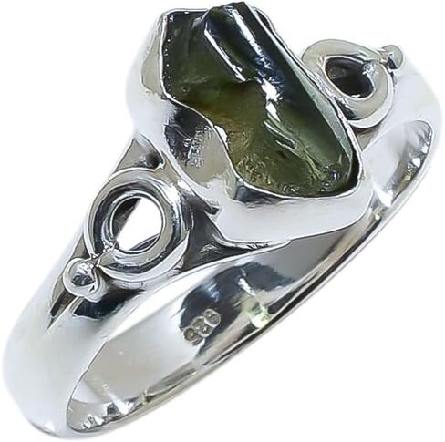 Moldavite Natural Rough Ring 925 Sterling Silver Handmade Jewelry With Certified Gemstone Handmade Rings (6) in Saudi Arabia