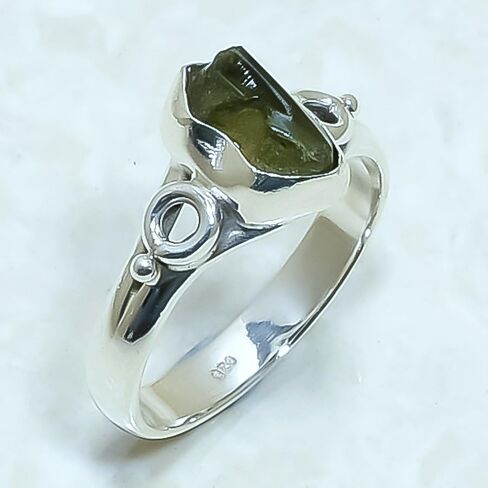 Moldavite Natural Rough Ring 925 Sterling Silver Handmade Jewelry With Certified Gemstone Handmade Rings (6) in Saudi Arabia