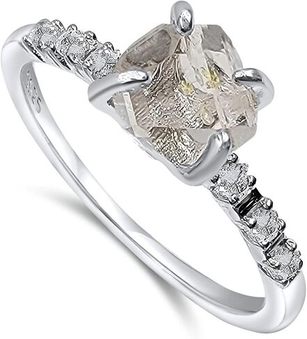 حقيقية من Herkimer Diamond Dainty Ring أبيض الذهب الولادة الولادة هدية لأخته ابنة أخت عيد الميلاد عيد ميلاد مجوهرات uniquelan (Herkimer-Diamond ، 7) in Kuwait