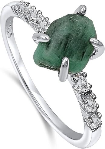 حقيقية من Herkimer Diamond Dainty Ring أبيض الذهب الولادة الولادة هدية لأخته ابنة أخت عيد الميلاد عيد ميلاد مجوهرات uniquelan (Herkimer-Diamond ، 7) in Kuwait