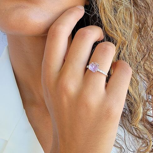 حقيقية من Herkimer Diamond Dainty Ring أبيض الذهب الولادة الولادة هدية لأخته ابنة أخت عيد الميلاد عيد ميلاد مجوهرات uniquelan (Herkimer-Diamond ، 7) in Kuwait