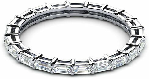 2ct Emerald Cut Lab Created Diamond Sterling Silver 925 Full Eternity Wedding Band Ring, 14k White Gold Finish (8) in Saudi Arabia