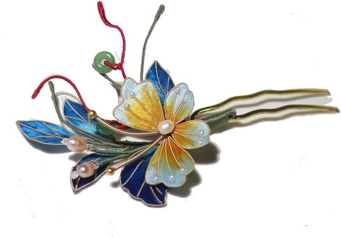 handmade Velvet Flower Butterfly Hairfork Ronghua Chinese Hanfu style Hair pin 1pcs in Saudi Arabia