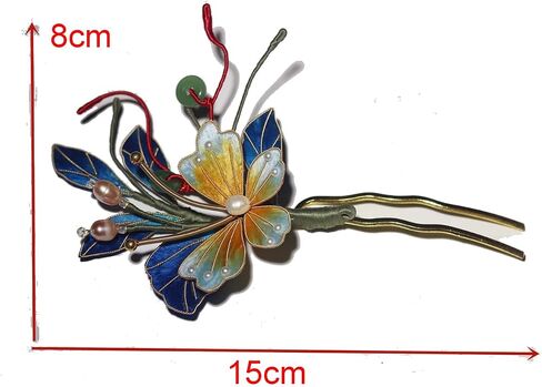 handmade Velvet Flower Butterfly Hairfork Ronghua Chinese Hanfu style Hair pin 1pcs in Saudi Arabia