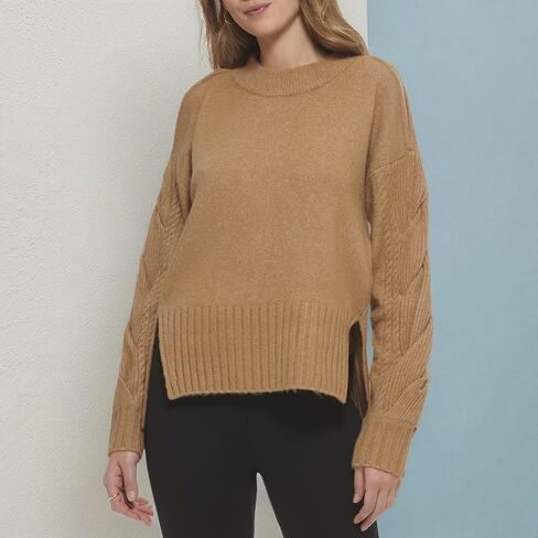 DKNY Women's Mock Neck Split Shoulder Cozy Sweater in Saudi Arabia