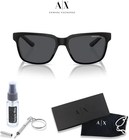 AX4026S 8239Z3 56MM Shiny Transparent Grey / Mirror Silver Polar Square Sunglasses for Men Women + BUNDLE With Designer iWear Complimentary Eyewear Kit, 56 in Saudi Arabia