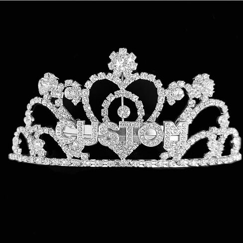Naughtybrit Silver Custom Text Tiara | اقتباس مخصص Tiara Custom Tiara Personalized Tiara عيد ميلاد Tiara Bachelorette Tiara مع اسم تاج شخصي. in Saudi Arabia