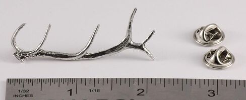 Elk Antler Pin, M004, 2 Inches, Pewter, Handmade in the USA, Realistic, Wapiti Antler Shed, Metal, Hat Pin, Lapel Pin, Brooch, Gift, Over 3100 Wildlife Designs. in Saudi Arabia