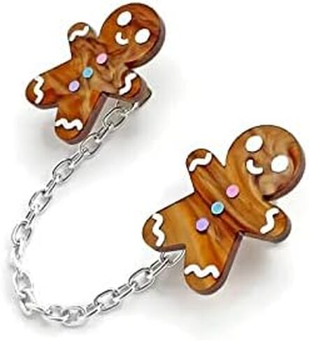 Gingerbread Man Sweater Clip, Christmas Cardigan Clip, Retro Holiday Sweater Guard (6, Brown) in Saudi Arabia
