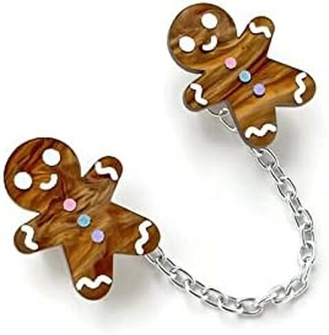Gingerbread Man Sweater Clip, Christmas Cardigan Clip, Retro Holiday Sweater Guard (6, Brown) in Saudi Arabia