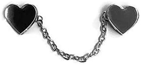 Silver Mirror Heart Sweater Clip, Silver Laser Cut Heart Shaped Cardigan Clips, 4" or 6" Chain in Saudi Arabia