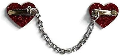 Red Heart Sweater or Cardigan Clip, Red Glitter Acrylic Hearts Sweater Guards, 4" or 6" chain in Saudi Arabia