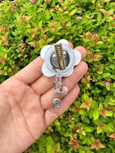 Cute Flower Badge Reel Pastel Badge Reel Nurse Badge Holder Retractable Badge Reel Work Badge Acrylic Badge reel (Purple, Belt Clip) in Saudi Arabia