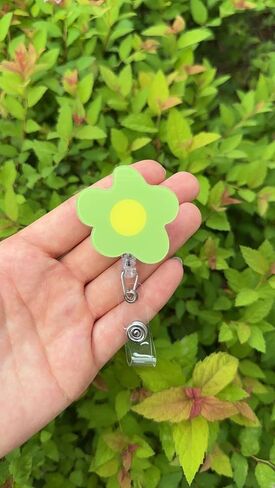 Cute Flower Badge Reel Pastel Badge Reel Nurse Badge Holder Retractable Badge Reel Work Badge Acrylic Badge reel (Purple, Belt Clip) in Saudi Arabia