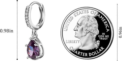Silver Amethyst Earrings Purple Teardrop Earrings February Birthstone Earrings Amethyst Hoop Earrings for Women Trendy in Saudi Arabia