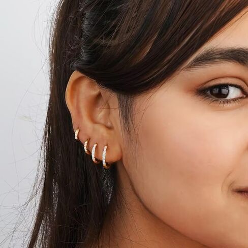4Pair 316L Surgical Steel Opal Small Hoop Earrings for Women Hypoallergenic Medical Grade Lightweight Huggie Earring stacks For Cartilage Helix Daith Tragus Lobe Piercing Jewelry in Saudi Arabia