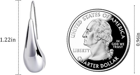 Silver Teardrop Pull Through Earrings – Modern Tear Drop Earrings for Women, Silver Minimalist Tear Drop Jewelry for All Occasions in Saudi Arabia