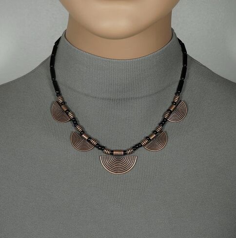 قلادة النحاس والأسود Boho Vintage Style Bib Necklace (20 ، النحاس ، الأسود) in Kuwait
