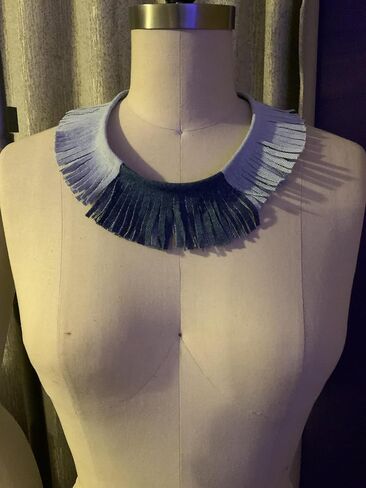 Denim Bib Necklace in 3 Shades stylish Statement Runway Jewlery for Women Girls in Saudi Arabia