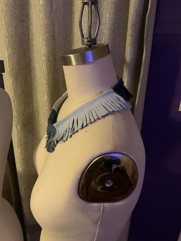 Denim Bib Necklace in 3 Shades stylish Statement Runway Jewlery for Women Girls in Saudi Arabia