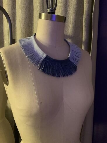 Denim Bib Necklace in 3 Shades stylish Statement Runway Jewlery for Women Girls in Saudi Arabia