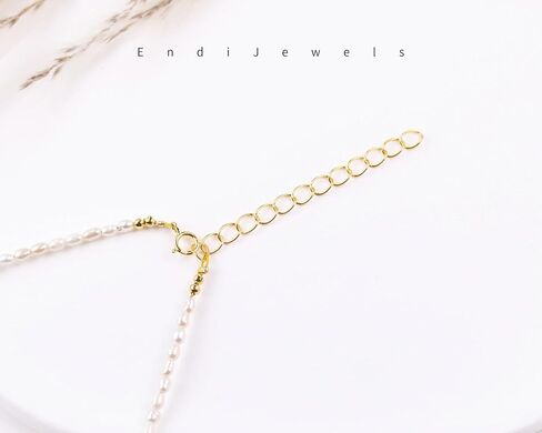 Tiny 2.5mm Natural Freshwater Pearl Choker, Real Genuine Rice-shaped Freshwater Pearls, Daily Dainty Minimalist Necklace, Gift for Women, Adjustable from 15-17 inches in Saudi Arabia