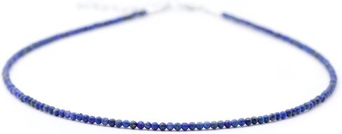 Tiny 2mm Lapis Lazuli Beaded Choker, Natural Blue Gemstone Necklace, Adjustable from 15 inches to 17 inches in Saudi Arabia