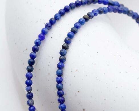 Tiny 2mm Lapis Lazuli Beaded Choker, Natural Blue Gemstone Necklace, Adjustable from 15 inches to 17 inches in Saudi Arabia