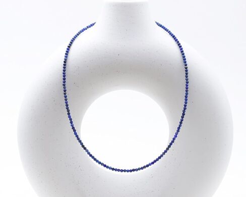 Tiny 2mm Lapis Lazuli Beaded Choker, Natural Blue Gemstone Necklace, Adjustable from 15 inches to 17 inches in Saudi Arabia