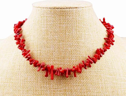 Endijewels Red Coral Rlchoker - الأحجار الكريمة الطبيعية ، الطول القابل للتعديل 16 " - 18" ، حبات مطلية بالفضة ومشابك - هدية مثالية لها in Saudi Arabia