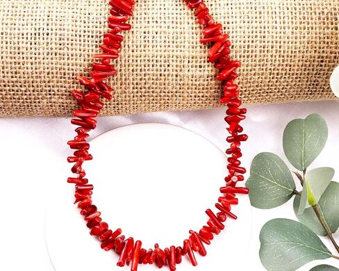 Endijewels Red Coral Rlchoker - الأحجار الكريمة الطبيعية ، الطول القابل للتعديل 16 " - 18" ، حبات مطلية بالفضة ومشابك - هدية مثالية لها in Saudi Arabia