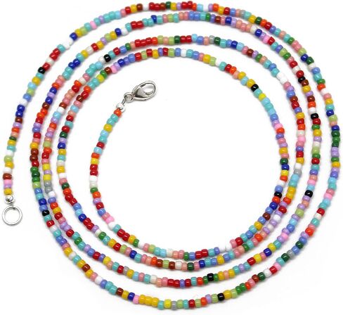 Handmade Multi Color Seed Bead Necklace, Thin 1.5mm Single Strand, Colorful Bead Layering Necklace, Hippy Love Beads in Saudi Arabia