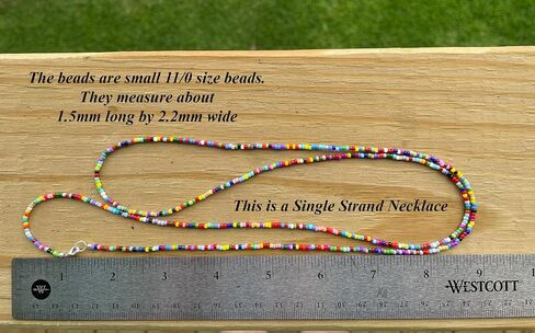 Handmade Multi Color Seed Bead Necklace, Thin 1.5mm Single Strand, Colorful Bead Layering Necklace, Hippy Love Beads in Saudi Arabia