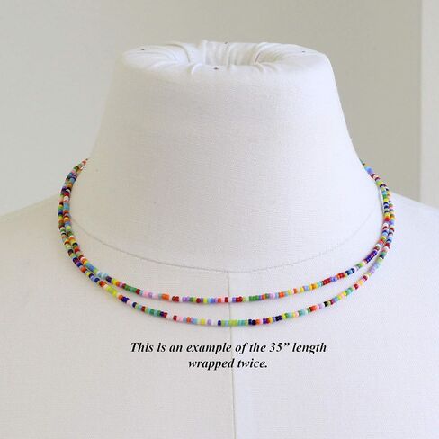 Handmade Multi Color Seed Bead Necklace, Thin 1.5mm Single Strand, Colorful Bead Layering Necklace, Hippy Love Beads in Saudi Arabia