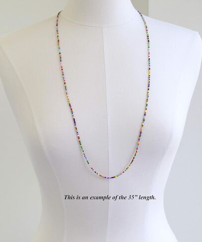 Handmade Multi Color Seed Bead Necklace, Thin 1.5mm Single Strand, Colorful Bead Layering Necklace, Hippy Love Beads in Saudi Arabia