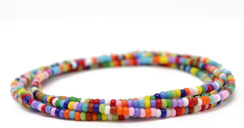 Handmade Multi Color Seed Bead Necklace, Thin 1.5mm Single Strand, Colorful Bead Layering Necklace, Hippy Love Beads in Saudi Arabia