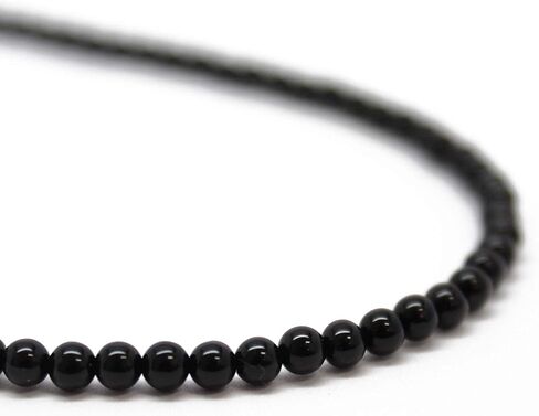Handmade Black Onyx Necklace, Small 3mm Beads, Sterling Silver Clasp, 14 to 42 Inches in Saudi Arabia