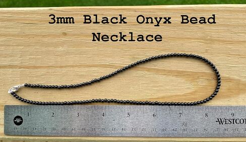 Handmade Black Onyx Necklace, Small 3mm Beads, Sterling Silver Clasp, 14 to 42 Inches in Saudi Arabia