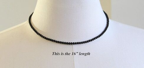 Handmade Black Onyx Necklace, Small 3mm Beads, Sterling Silver Clasp, 14 to 42 Inches in Saudi Arabia