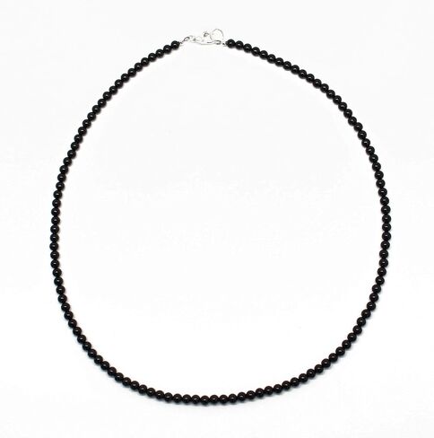 Handmade Black Onyx Necklace, Small 3mm Beads, Sterling Silver Clasp, 14 to 42 Inches in Saudi Arabia