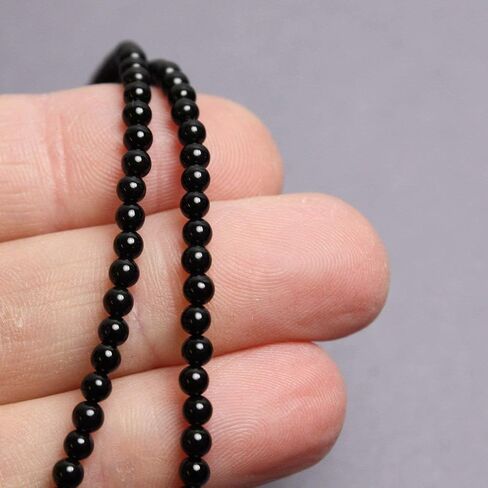 Handmade Black Onyx Necklace, Small 3mm Beads, Sterling Silver Clasp, 14 to 42 Inches in Saudi Arabia