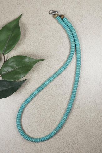 Unisex Turquoise Magnesite Gemstone Beaded Necklace – Size Choices (16 inches long) in Saudi Arabia
