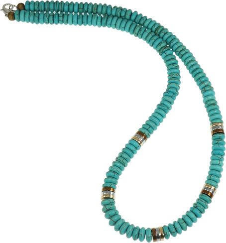 Unisex Turquoise Magnesite Gemstone Beaded Necklace – Size Choices (16 inches long) in Saudi Arabia