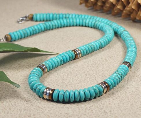 Unisex Turquoise Magnesite Gemstone Beaded Necklace – Size Choices (16 inches long) in Saudi Arabia