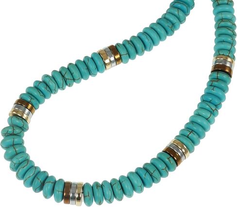 Unisex Turquoise Magnesite Gemstone Beaded Necklace – Size Choices (16 inches long) in Saudi Arabia
